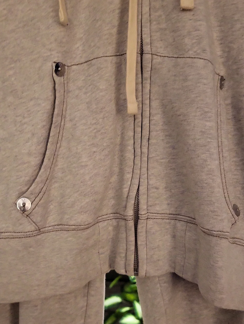 True Religion Light Gray Zip-Up Hoodie with Horseshoe Logo Mens Lg